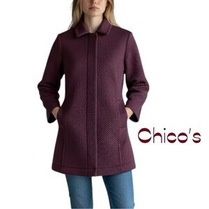 Chico’s Quilted Burgundy Jacket Size 4